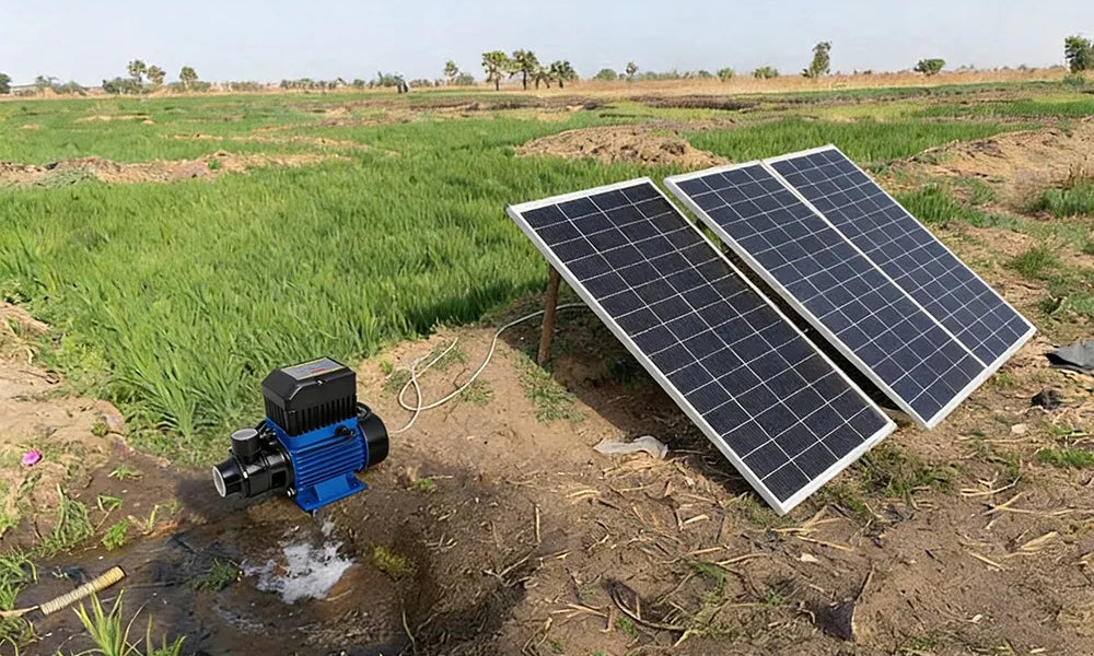 Flowatt DC water pump for farming installed on a rice field in Nigeria