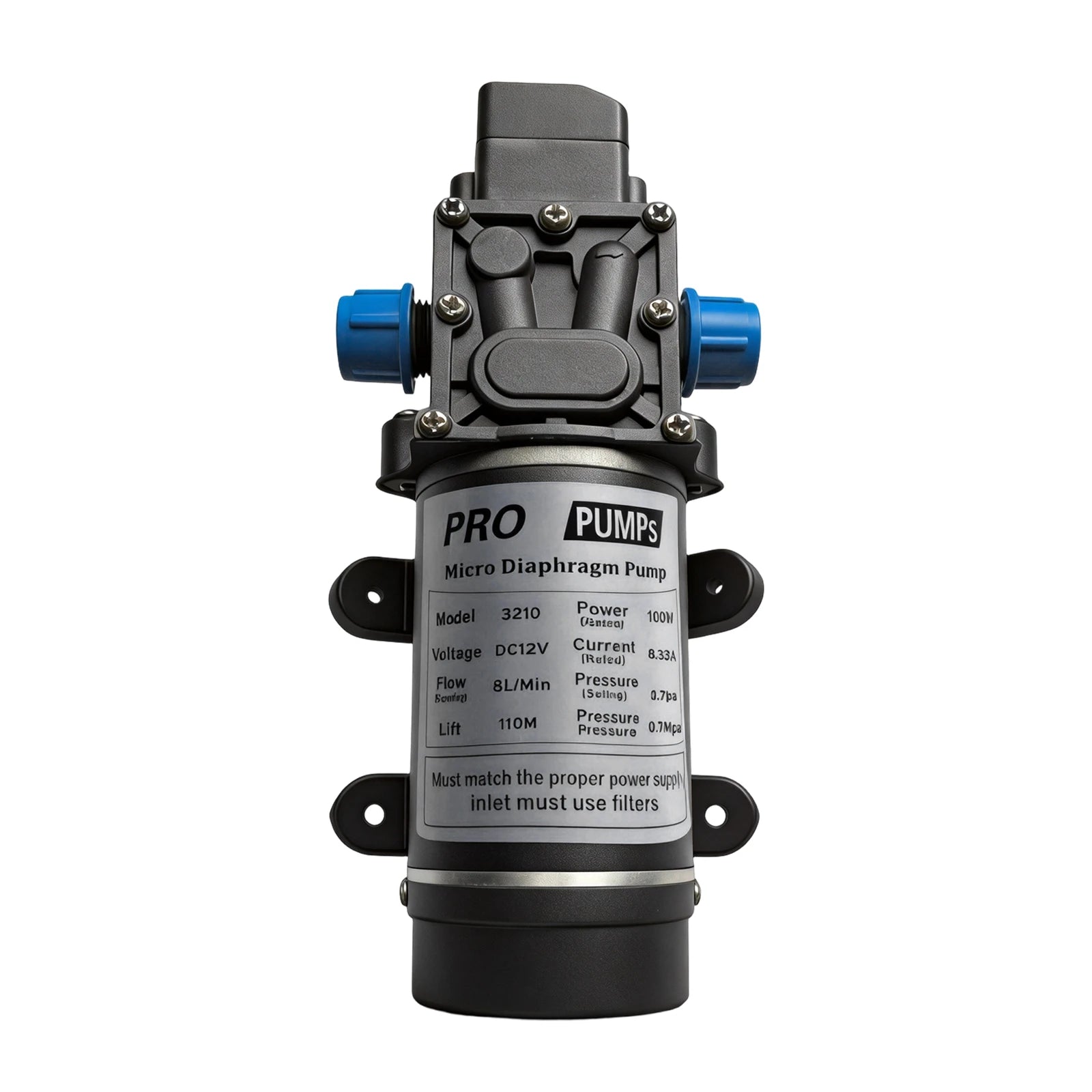 12VDC 100W 8L/min 110M 0.7MPa Car Washer Set Solar Diaphragm Pump