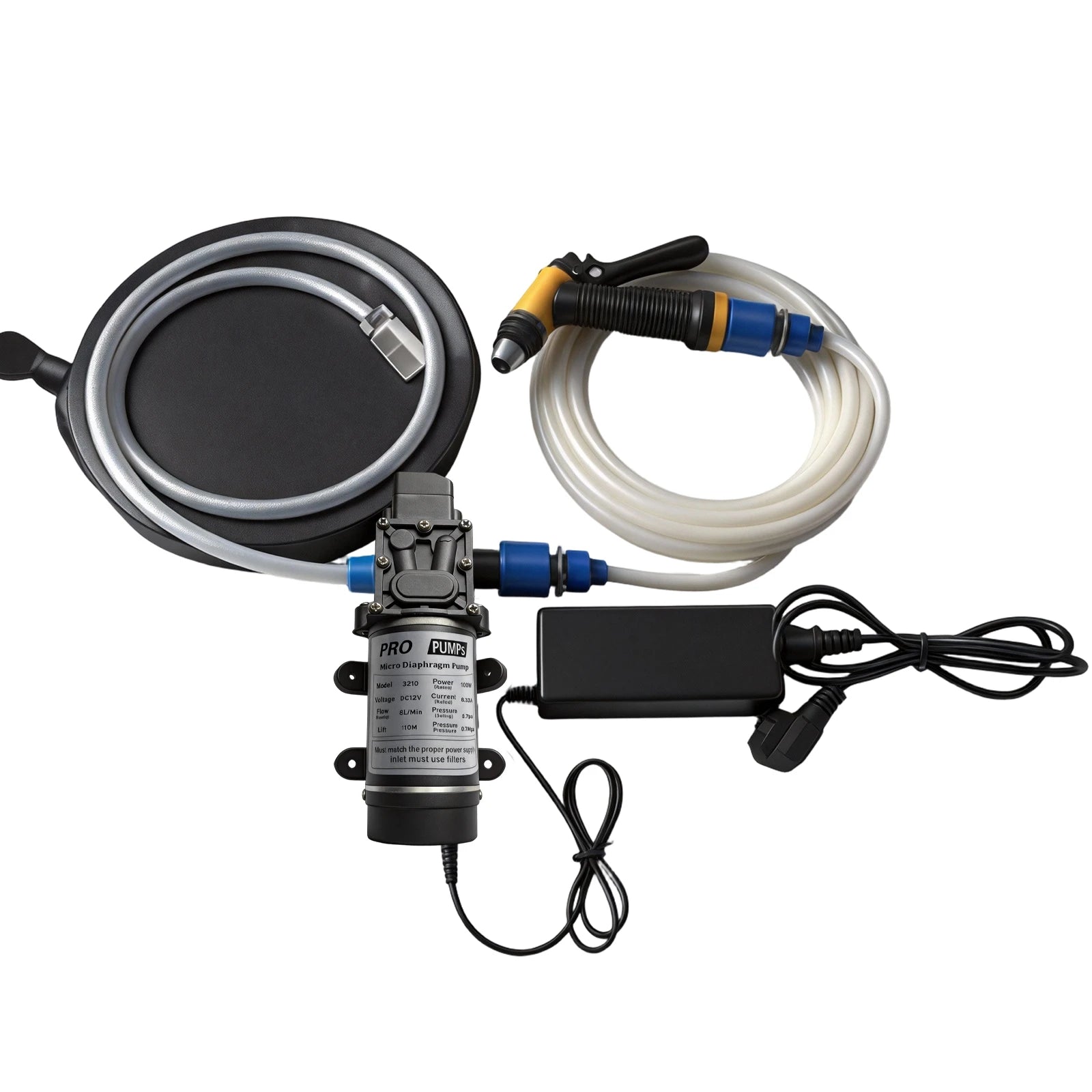 12VDC 100W 8L/min 110M 0.7MPa Car Washer Set Solar Diaphragm Pump