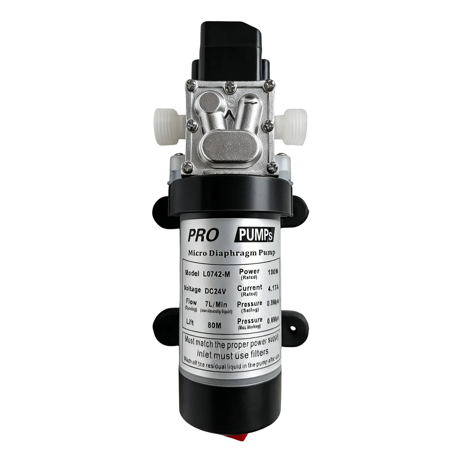 24VDC 100W 80M 7L/min 0.8Mpa Food Grade Solar  Diaphragm Water Pump