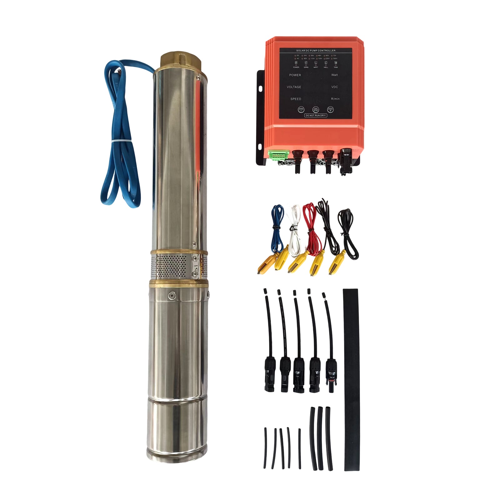 4inch 220VDC/VAC 2500W 68M Stainless Steel Reinforced Nylon Impeller Solar Deep Well Submersible Pump