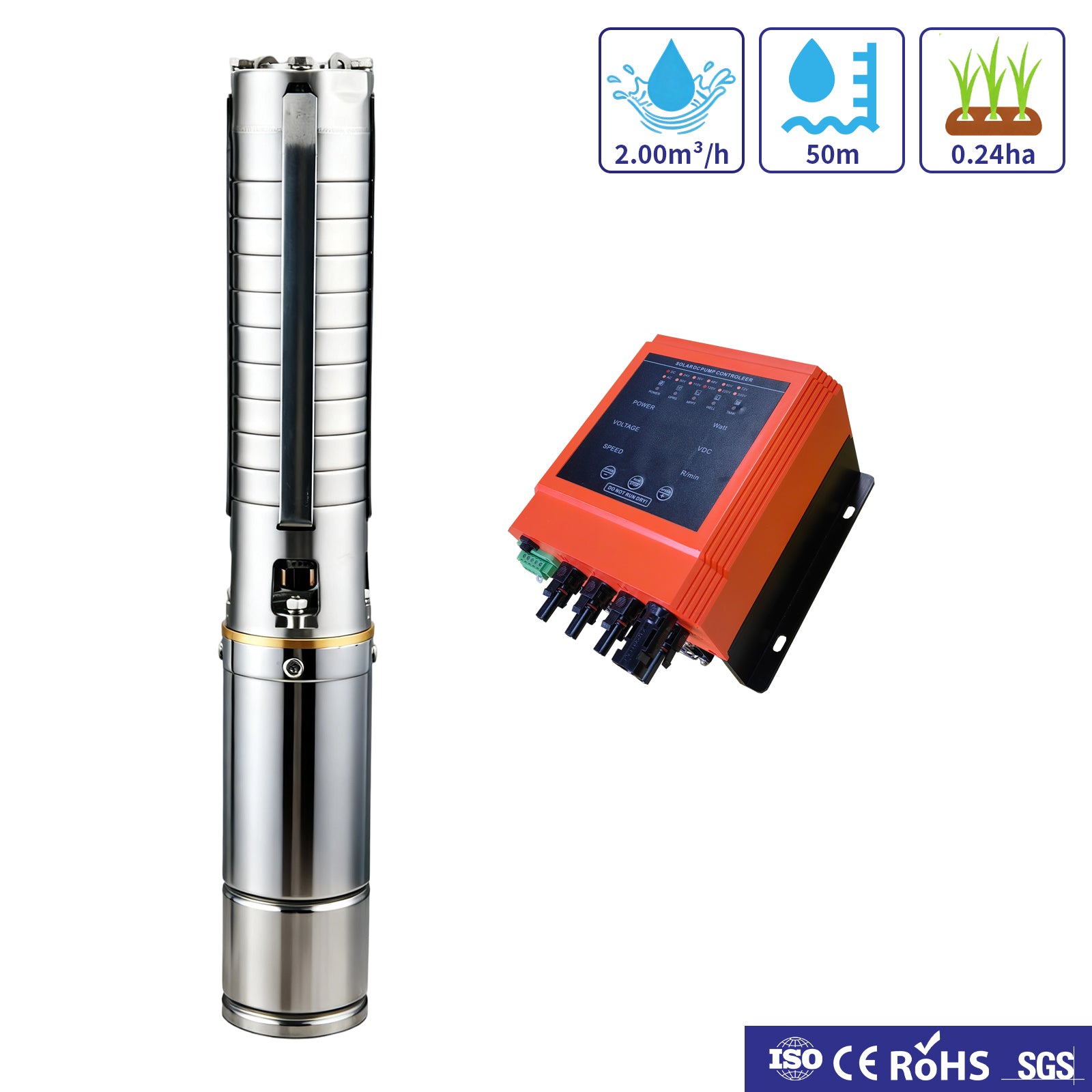 72 V 750 W Edelstahl-Tauchpumpe mit Spiralverzahnung