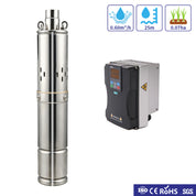 3inch 24VDC 140W 50M Stainless Steel Helical Rotor Impeller Solar Deep Well Submersible Pump