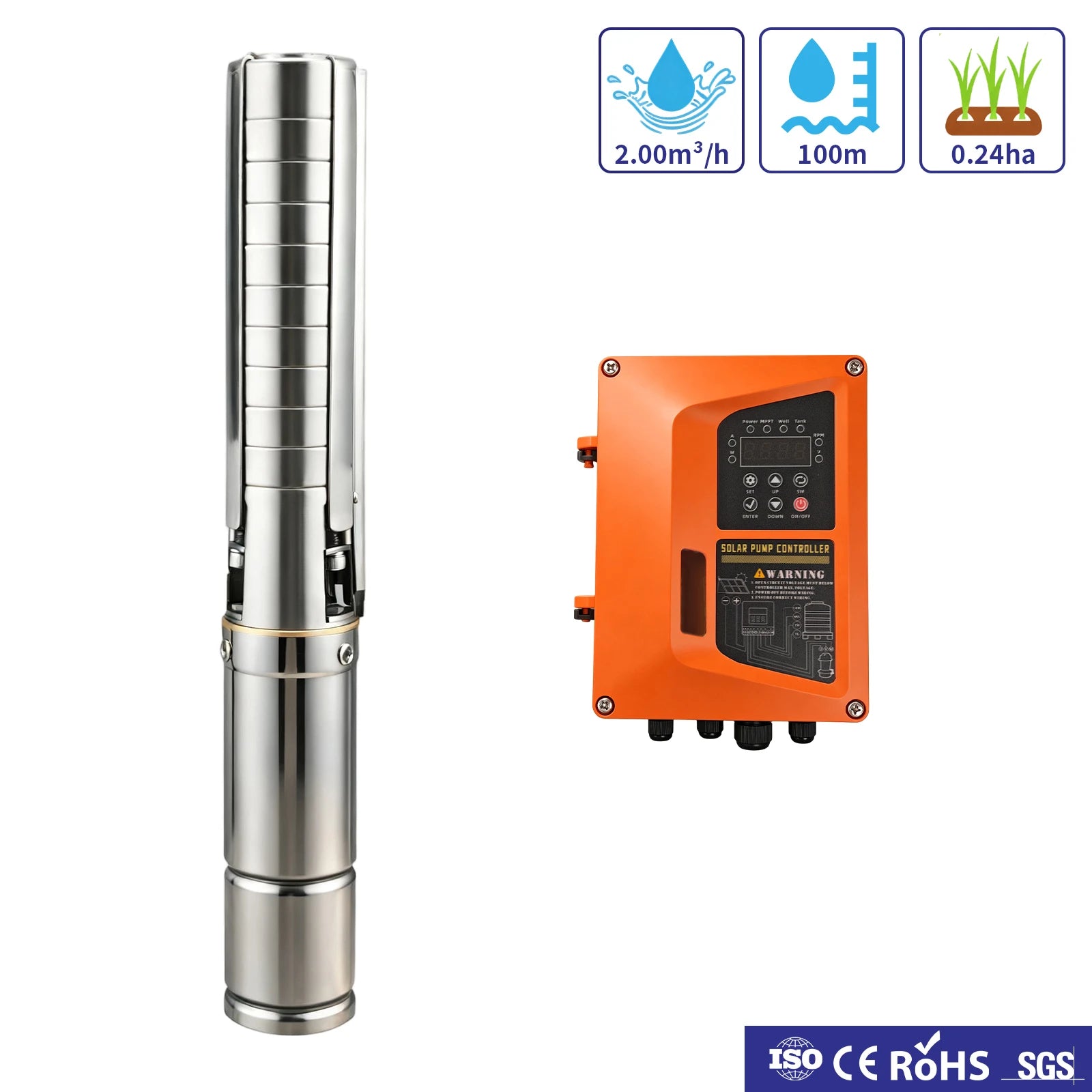 4inch 110VDC 1500W 203M Stainless Steel Solar Deep Well Pump