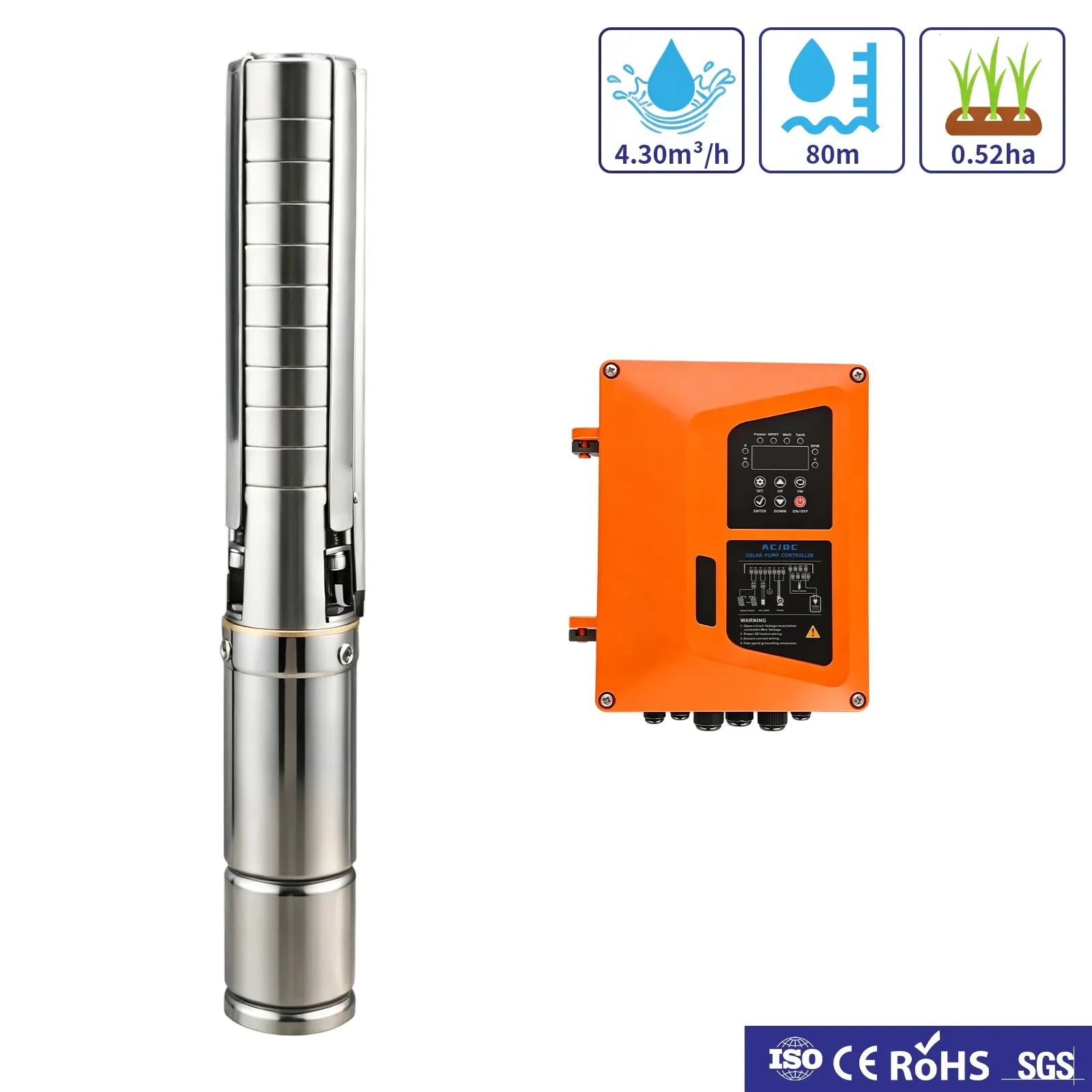 4inch 220VDC/VAC 2500W 280M Stainless Steel Solar Deep Well Pump
