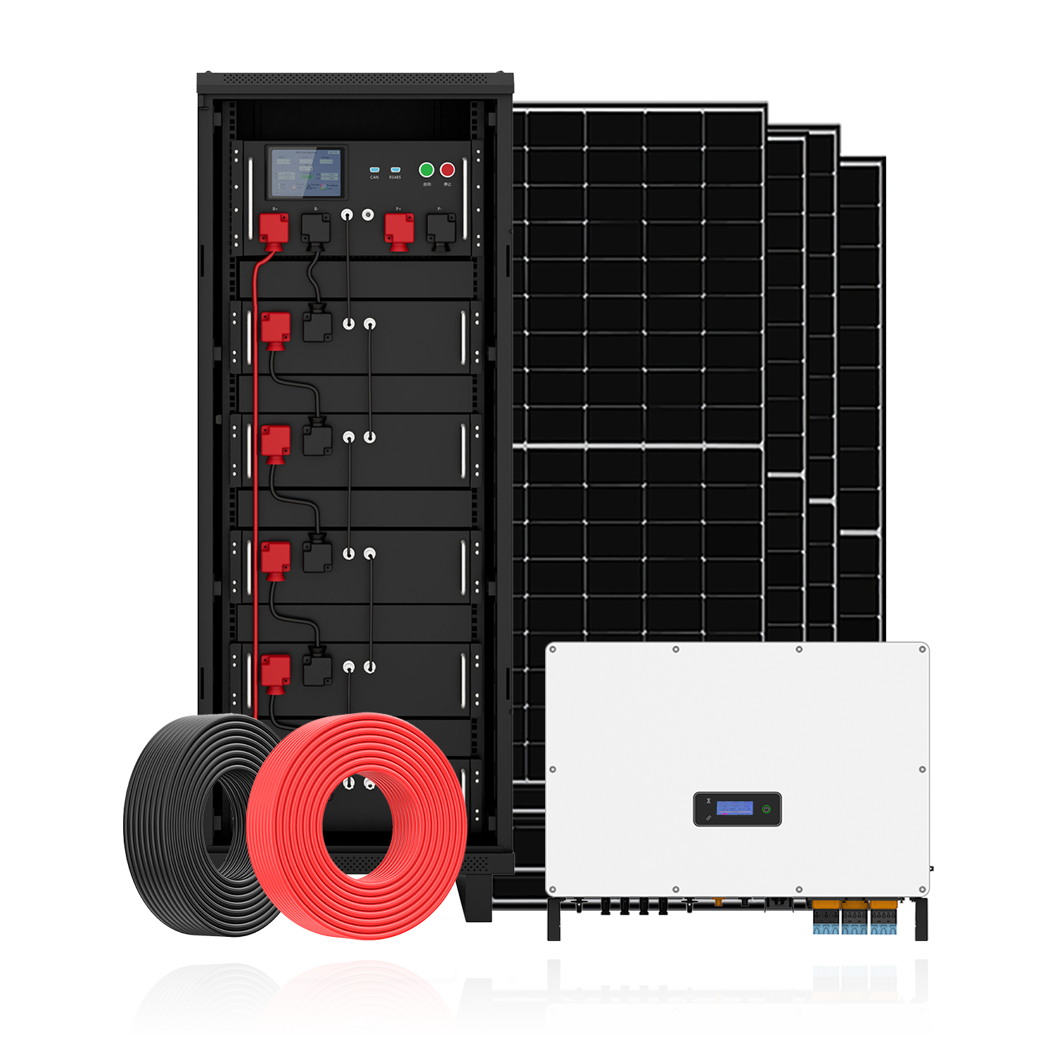 Flowatt Three Phase 50KW Hybrid Solar Power System Lithium Battery For Commercial Use