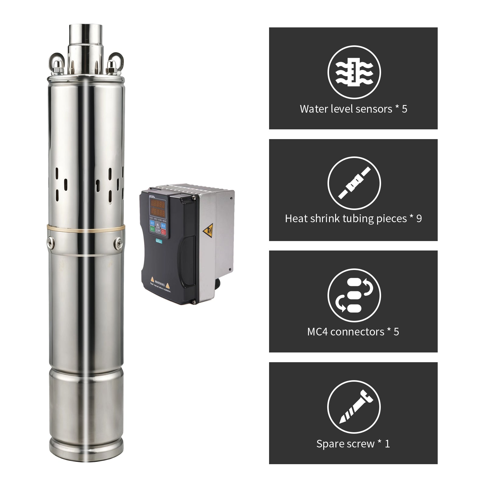 3inch 72VDC 900W 140M Stainless Steel Helical Rotor Impeller Solar Deep Well Submersible Pump